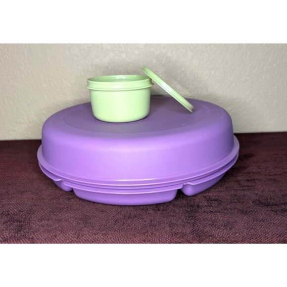 Vintage Purple Tupperware 6 Serving Center Large Divided Veggie Party Dip Bowl - Picture 3 of 4